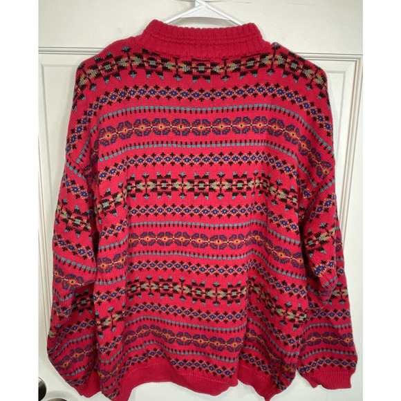 Vintage Eddie Bauer Men's Cotton Knit Pullover Sweater Sz M Fair-Isle Nordic Ski - Picture 7 of 11